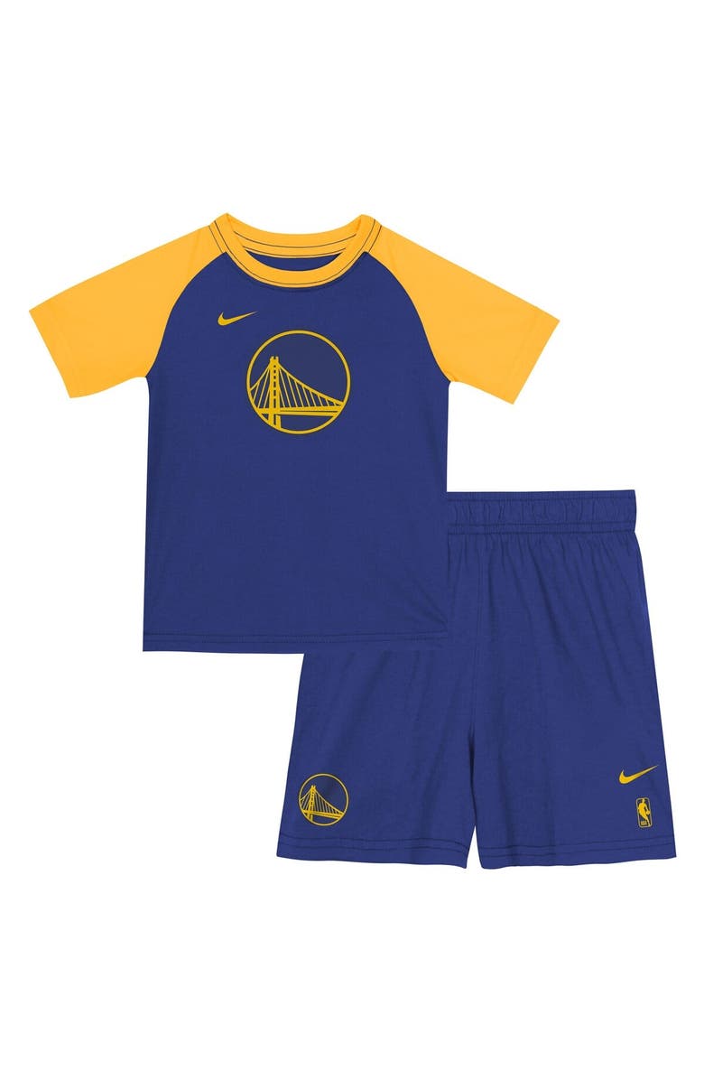 Nike Youth Nike  Royal Golden State Warriors Practice T-Shirt & Shorts Set, Alternate, color, Royal
