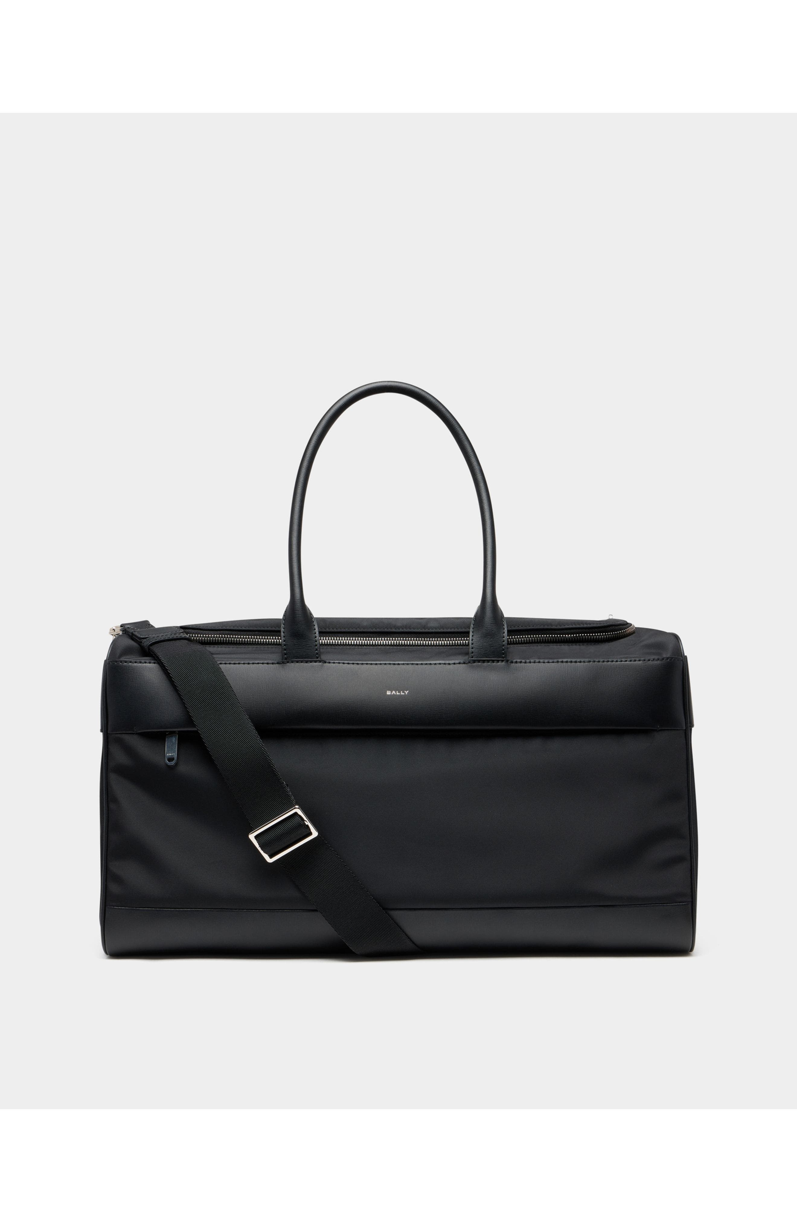 Bally Vogel Duffle Bag in Nylon and Recycled Leather, Main, color, Black