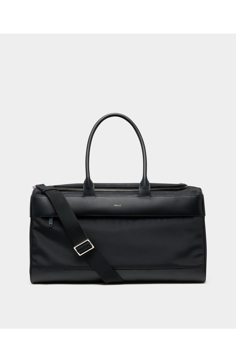 Bally Vogel Duffle Bag in Nylon and Recycled Leather, Main, color, Black