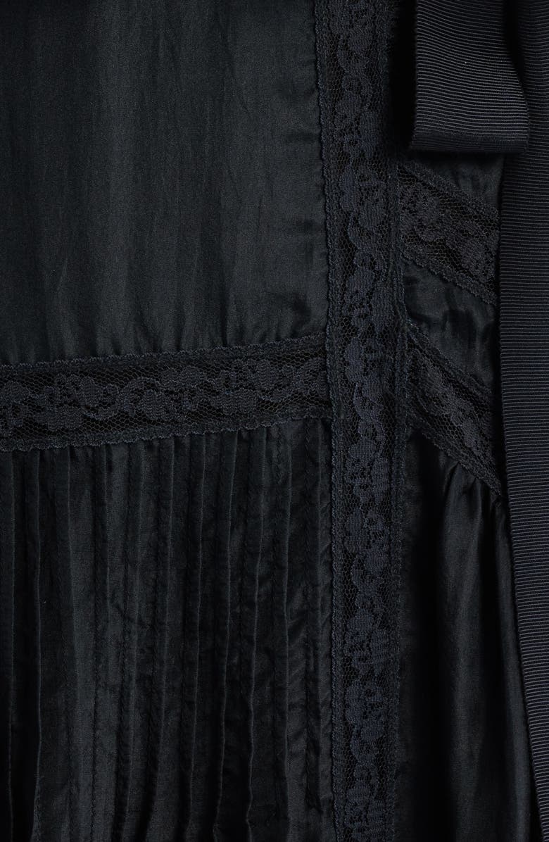 LoveShackFancy Ondeline Ruffle & Lace Silk Camisole, Alternate, color, Black