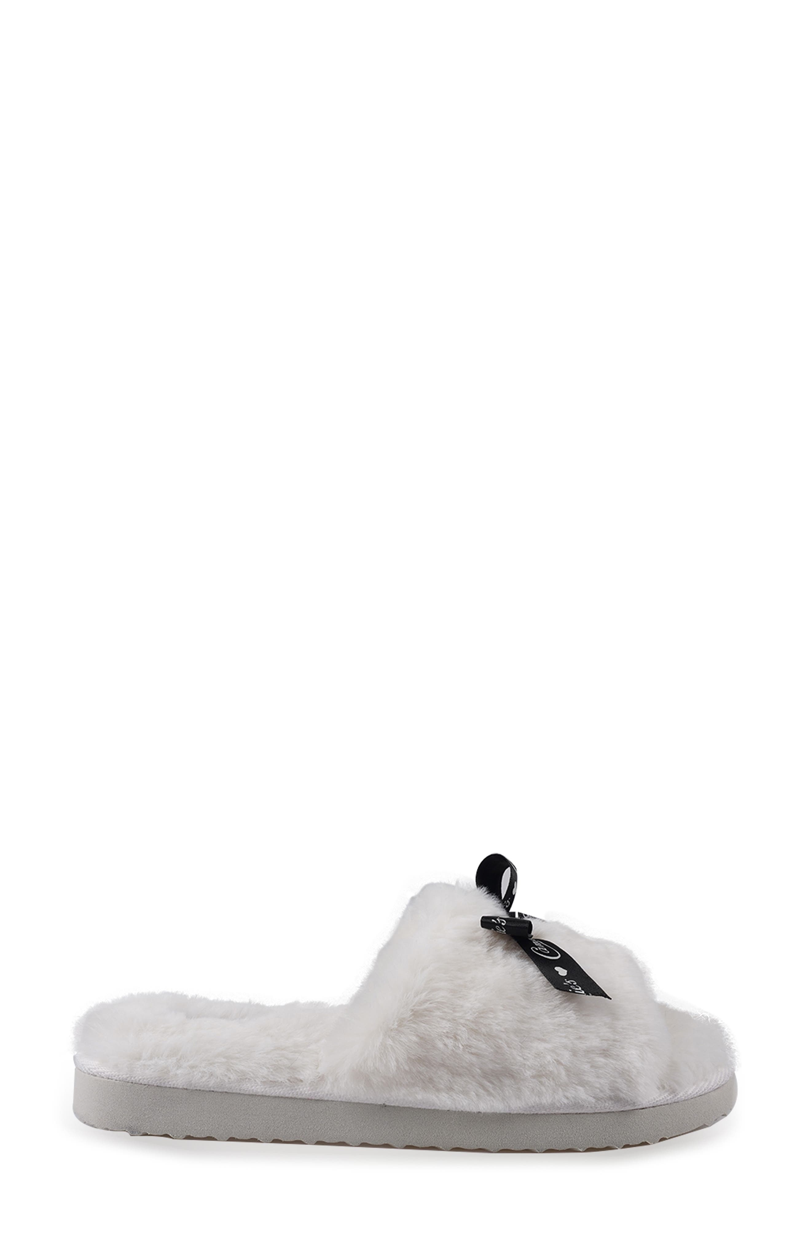 Candie's Zazas Faux Fur Slide Sandal, Alternate, color, Natural