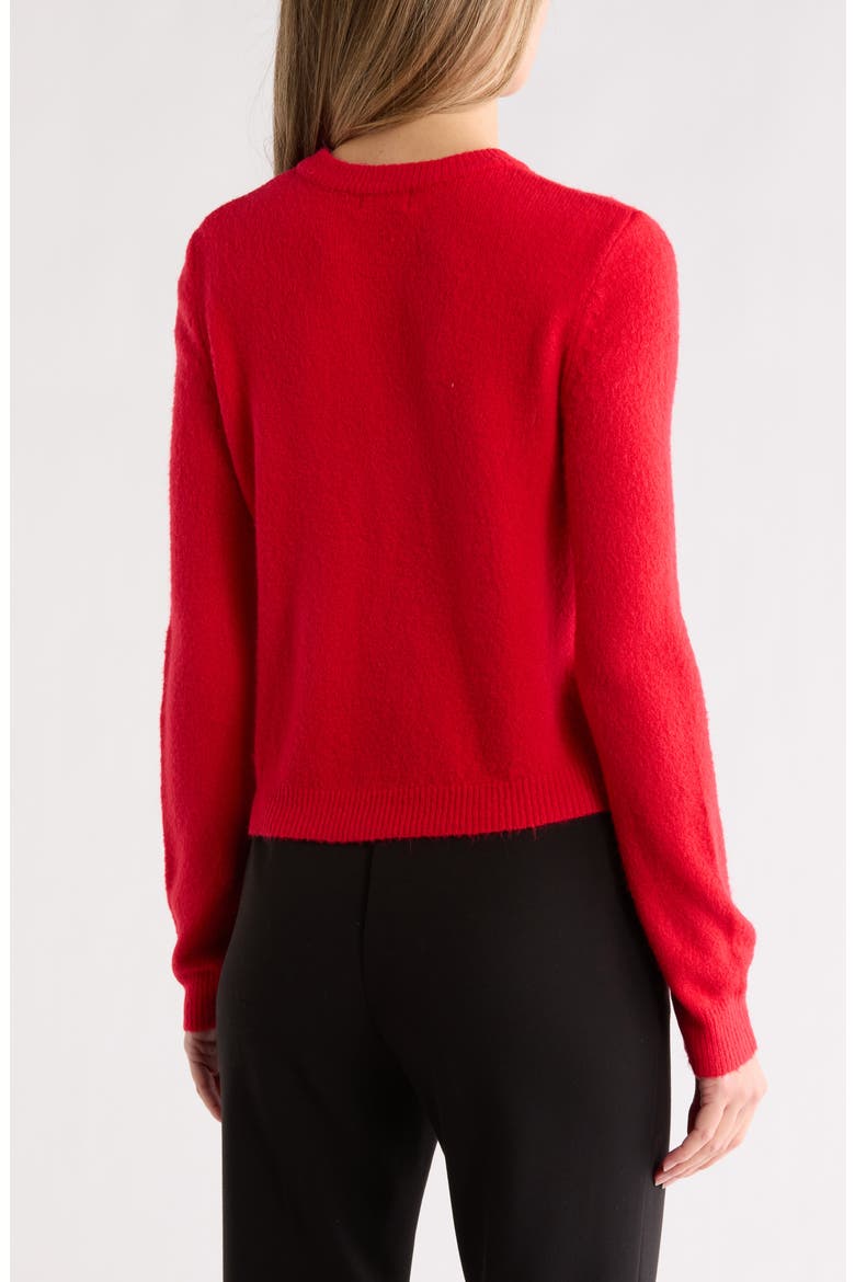 Ribbon Button Crop Cardigan, Alternate, color, RED