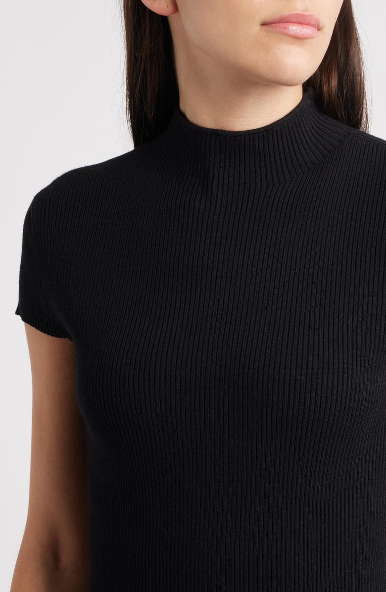 Elie Tahari The Ramona Rib Mock Neck Top, Alternate, color, Noir