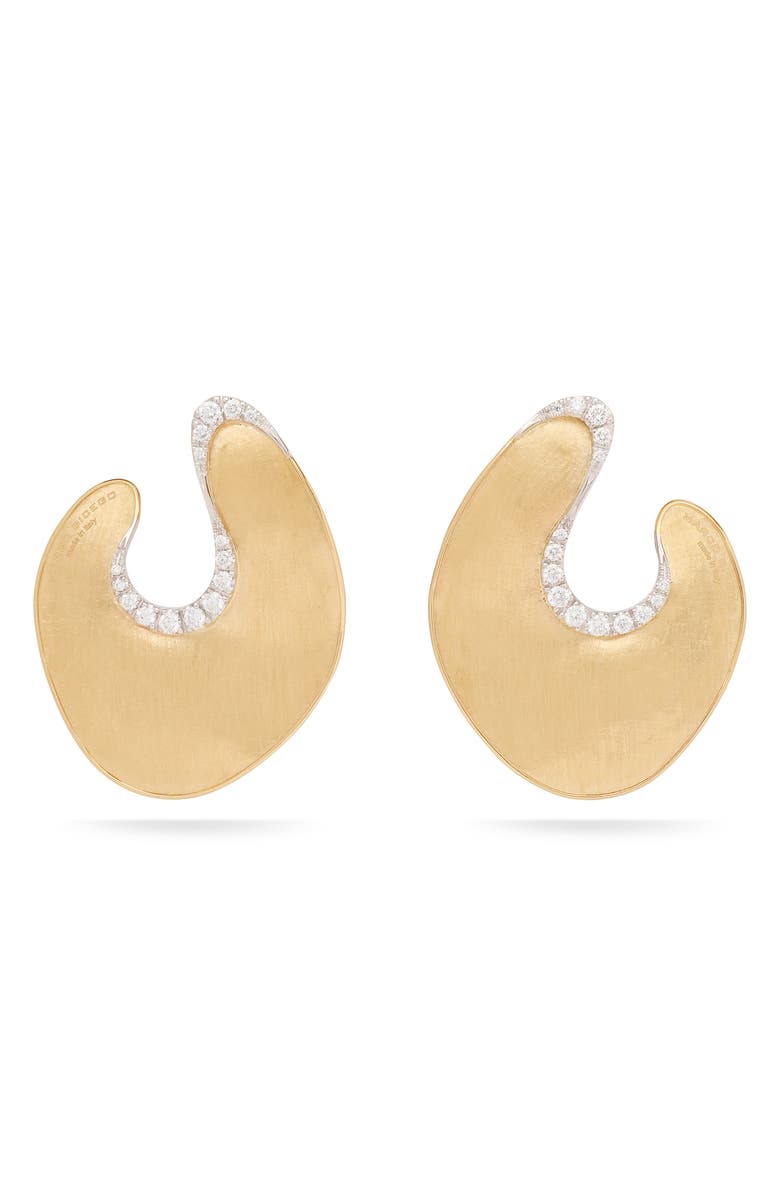 Marco Bicego Lunaria Diamond Hoop Earrings, Main, color, Yl/ Wh Gold