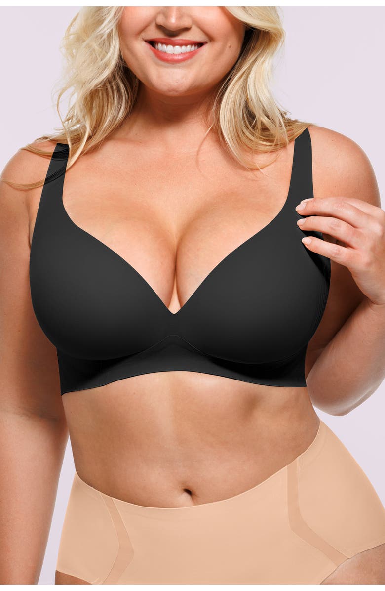 Shapellx FitSense Wireless V-Neck Bra, Main, color, Jet Black