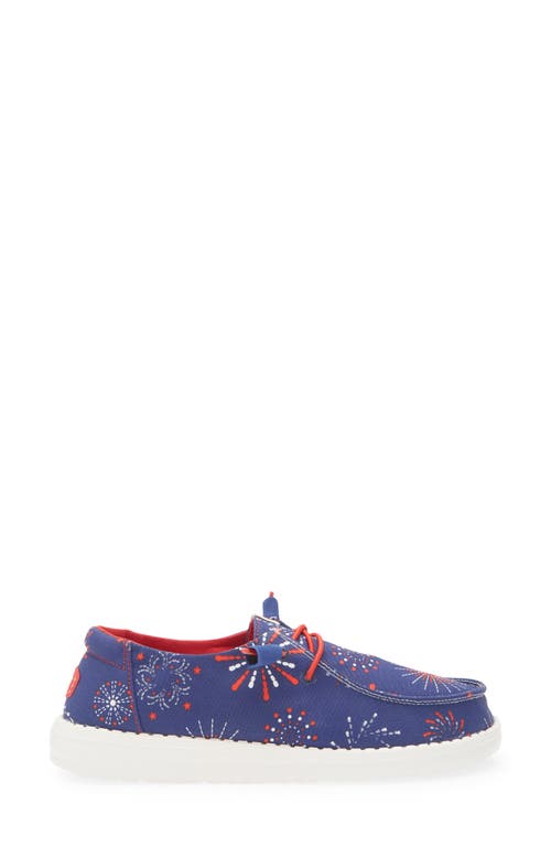 Hey Dude Wendy Fireworks Slip-on Moc Toe Shoe In Fireworks Navy