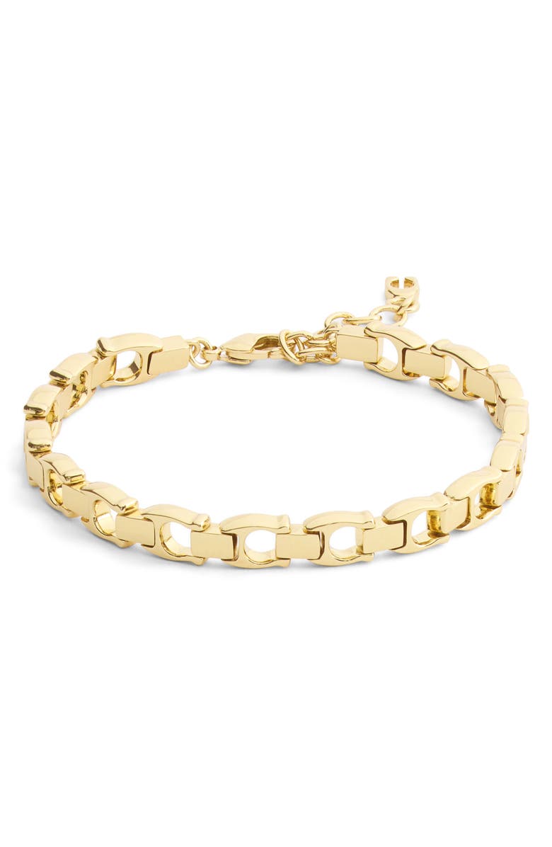 COACH Beveled 'C' Flex Chain Bracelet, Main, color, Gold