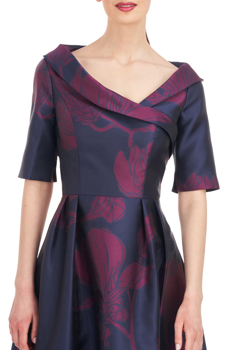Coco Floral Print Gown, Alternate, color, CARBON/ BOYSENBERRY