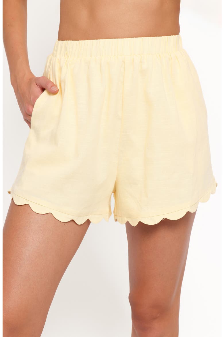 Lillian Scalloped Edge Cotton Blend Top & Shorts Set, Alternate, color, YELLOW
