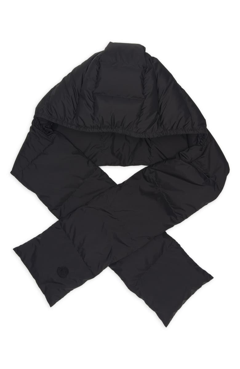 Moncler Quilted Down Hooded Scarf, Alternate, color, Black