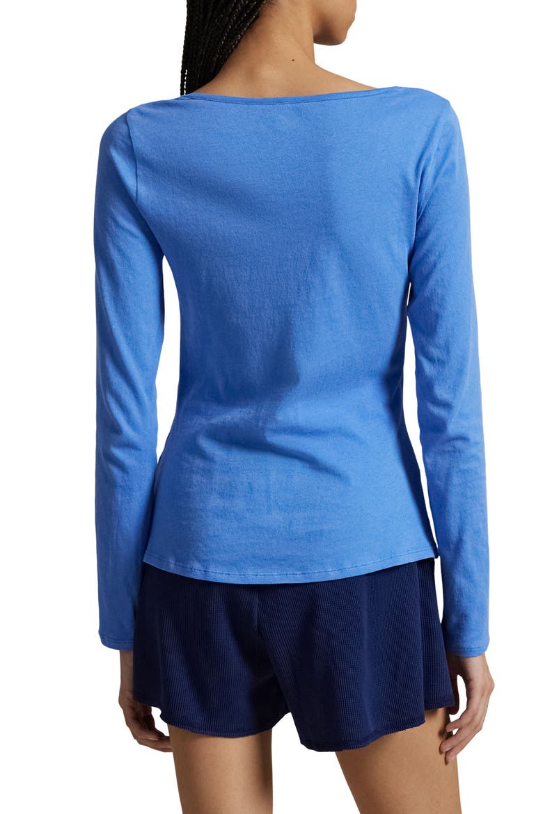 Long & Lean Cotton Jersey Lounge Henley, Alternate, color, CORNFLOWER