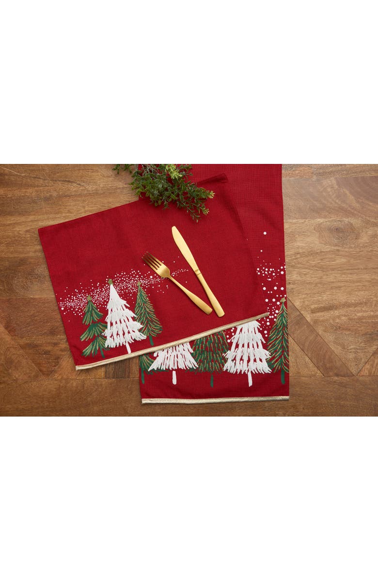 C&F Home Snowy Trees Christmas Red Table Runner 13.5" x 72", Alternate, color, 