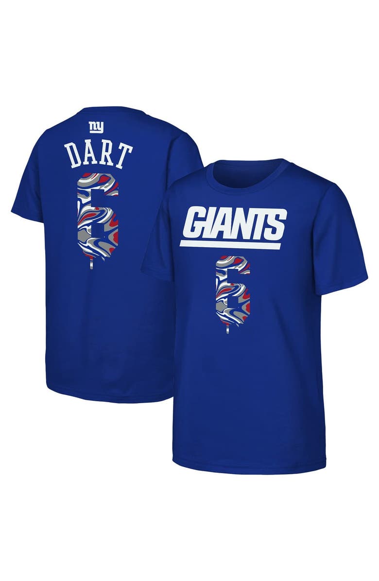 Outerstuff Youth Outerstuff Jaxson Dart Royal New York Giants Drip Player Name & Number Mainliner T-Shirt, Main, color, Royal