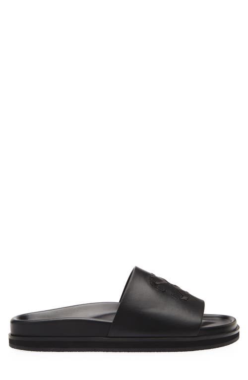 Off-white Arrows-embroidered Leather Slippers In Black