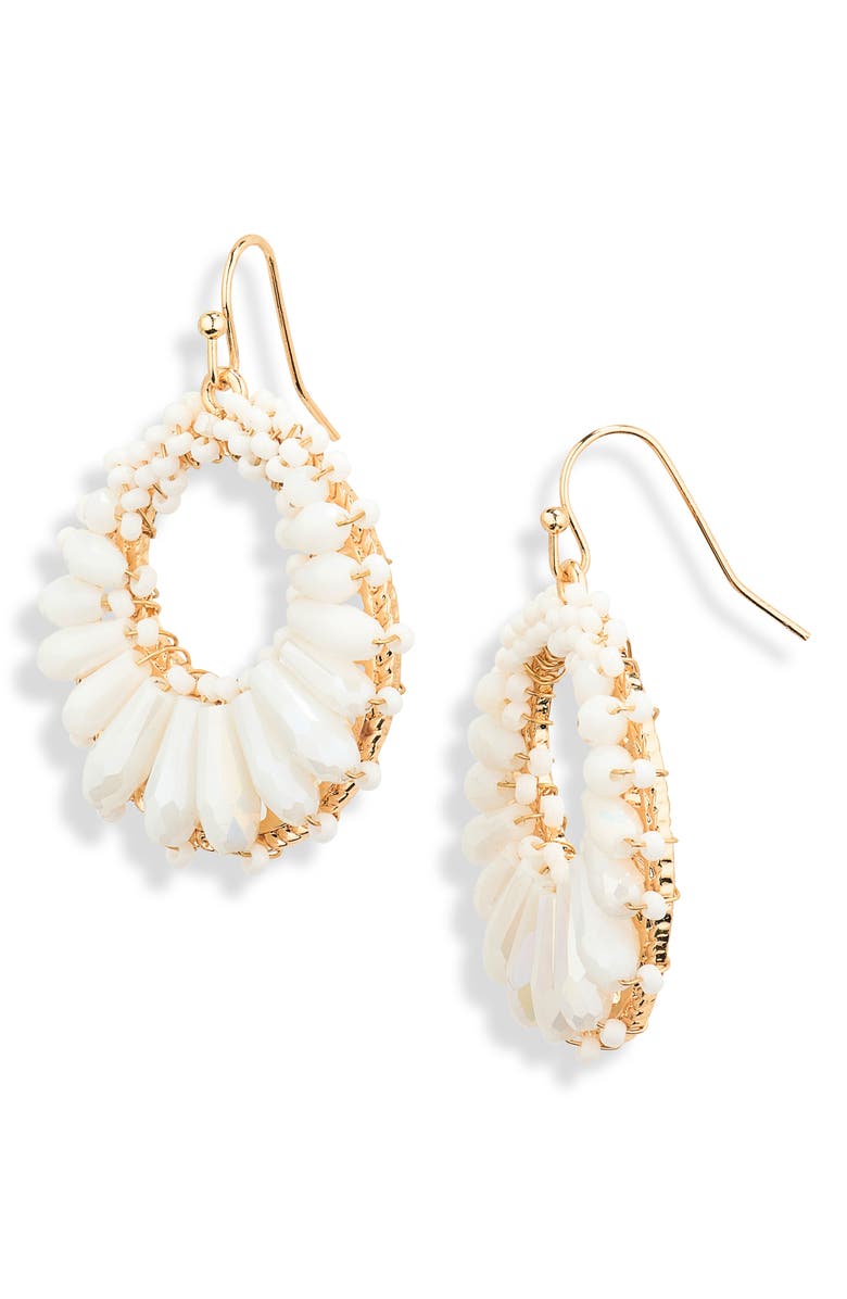 Cara Beaded Circle Drop Earrings, Main, color, Ivory