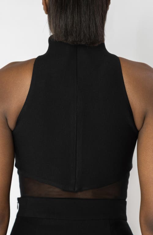 Israella Kobla Aurora Sleeveless Mock Neck Mesh Top In Black