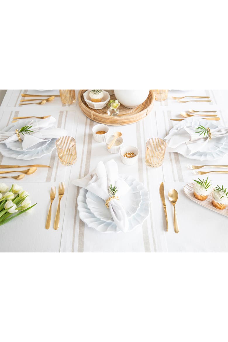 Linen Dinner Napkins Set of 4, 20 x 20" - French Stripe, Alternate, color, Natural and White