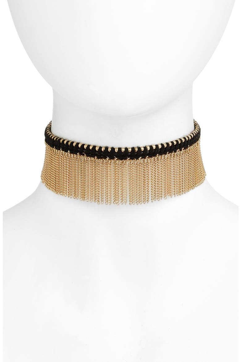 Fringe Choker, Main, color, BLACK/GOLD