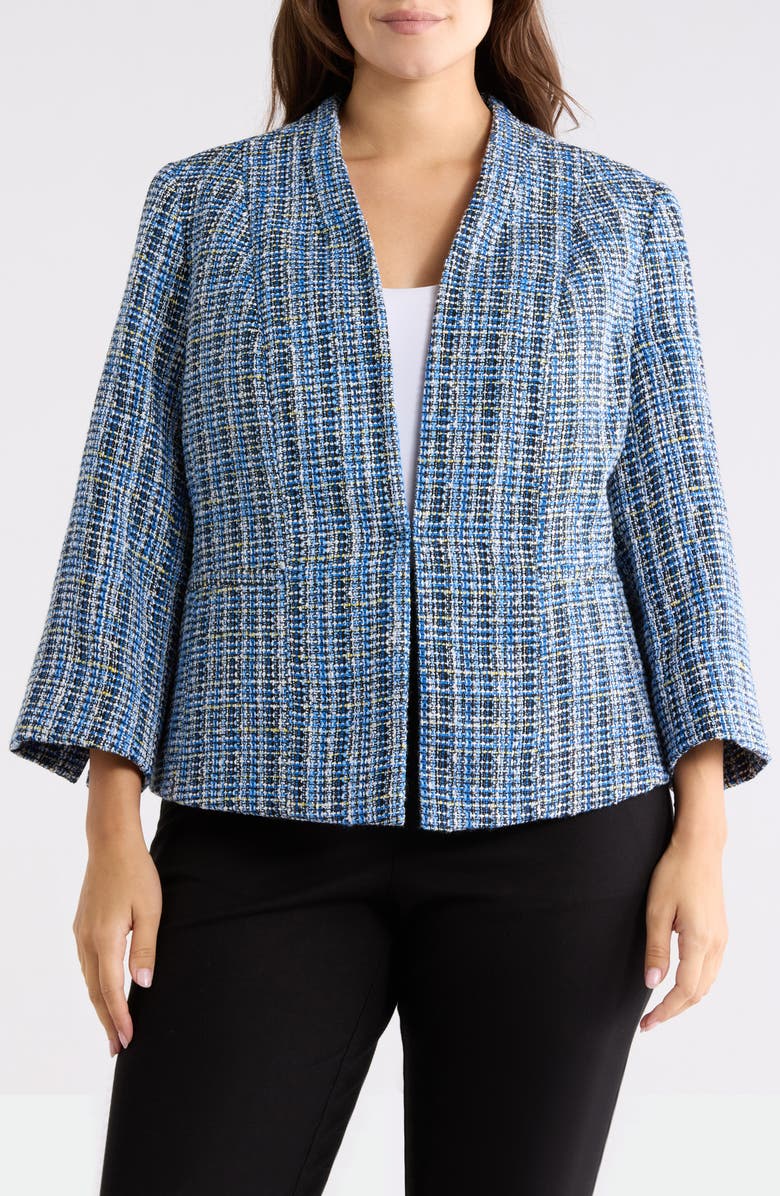 KASPER Collarless Tweed Blazer, Main, color, Royal Signature Multi