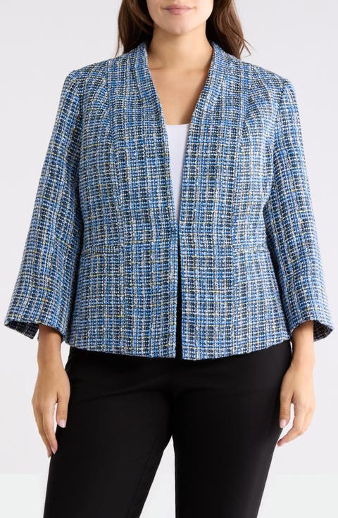 Collarless Tweed Blazer (Plus)