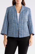 KASPER Collarless Tweed Blazer