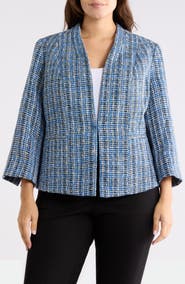 KASPER Collarless Tweed Blazer