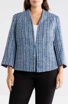 KASPER Collarless Tweed Blazer