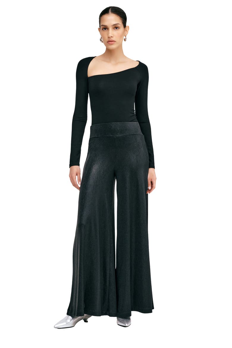 Georgia Metallic Wide Leg Pants, Alternate, color, ONYX