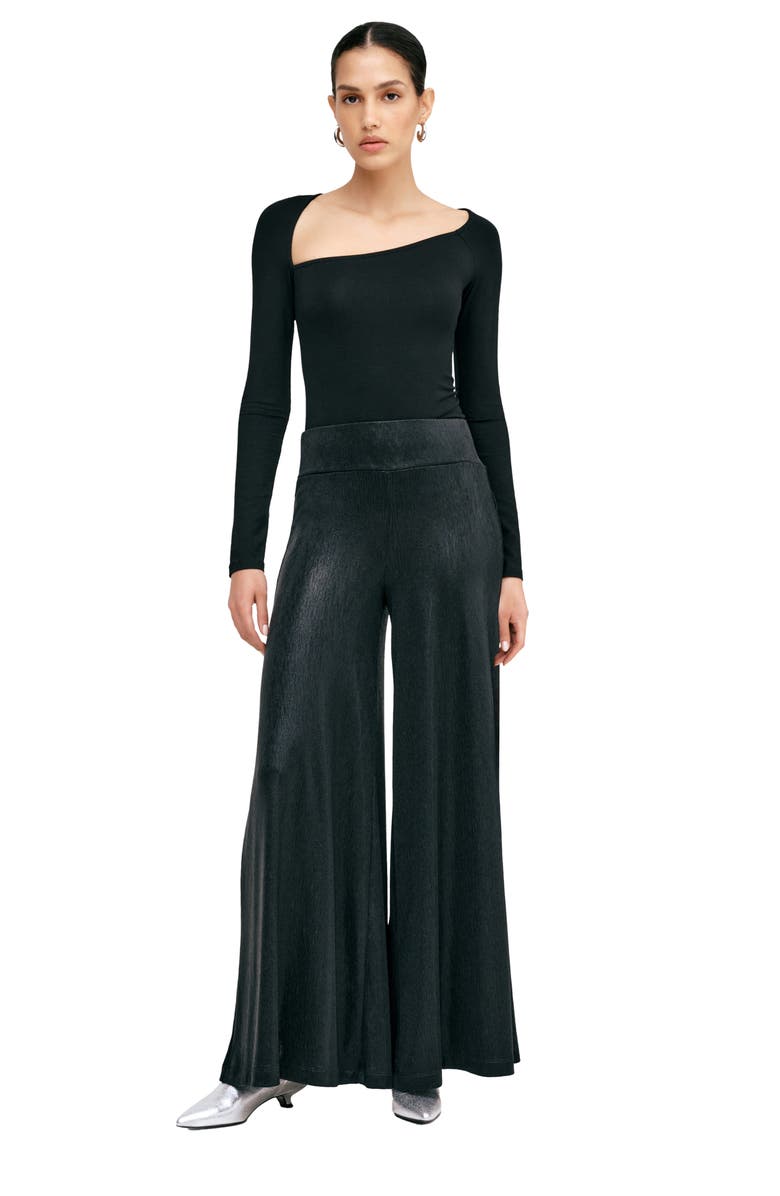 Marcella Georgia Metallic Wide Leg Pants, Alternate, color, Onyx
