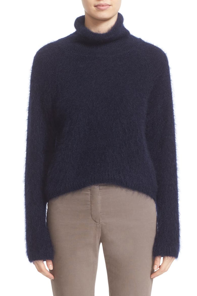 Mohair & Silk Turtleneck Sweater, Main, color, NAVY