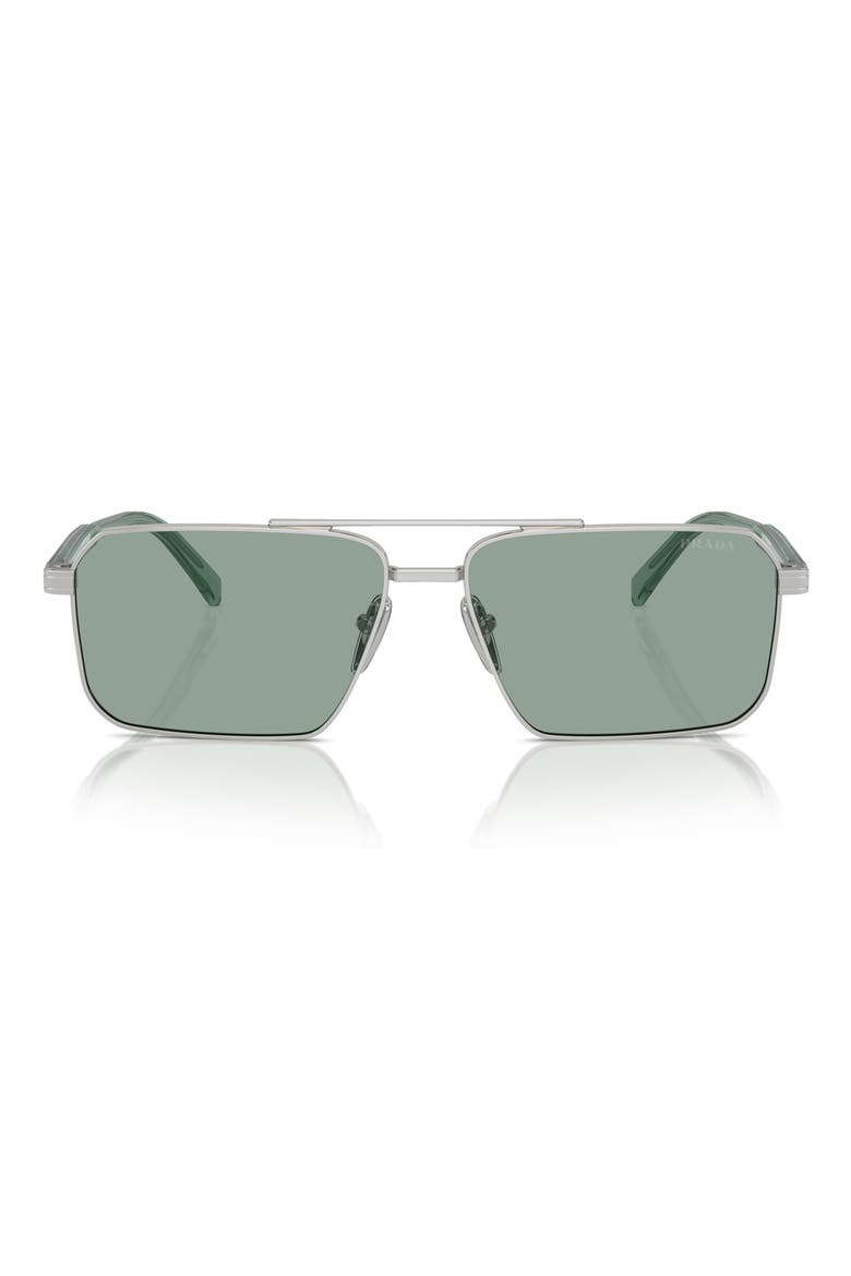 61mm Rectangular Sunglasses, Alternate, color, SILVER