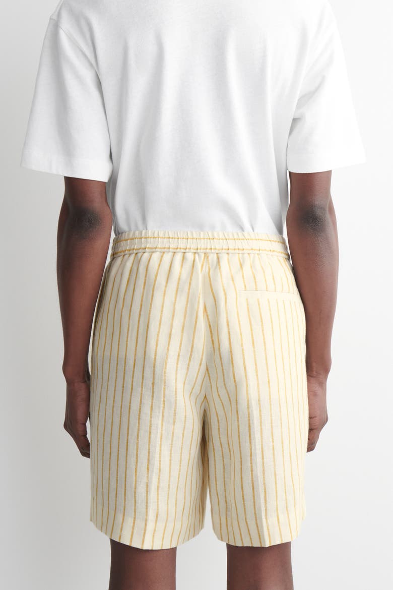 Tailored Linen Shorts, Alternate, color, YELLOW / STRIPED