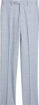 Zanella Devon Flat Front Plaid Wool Dress Pants