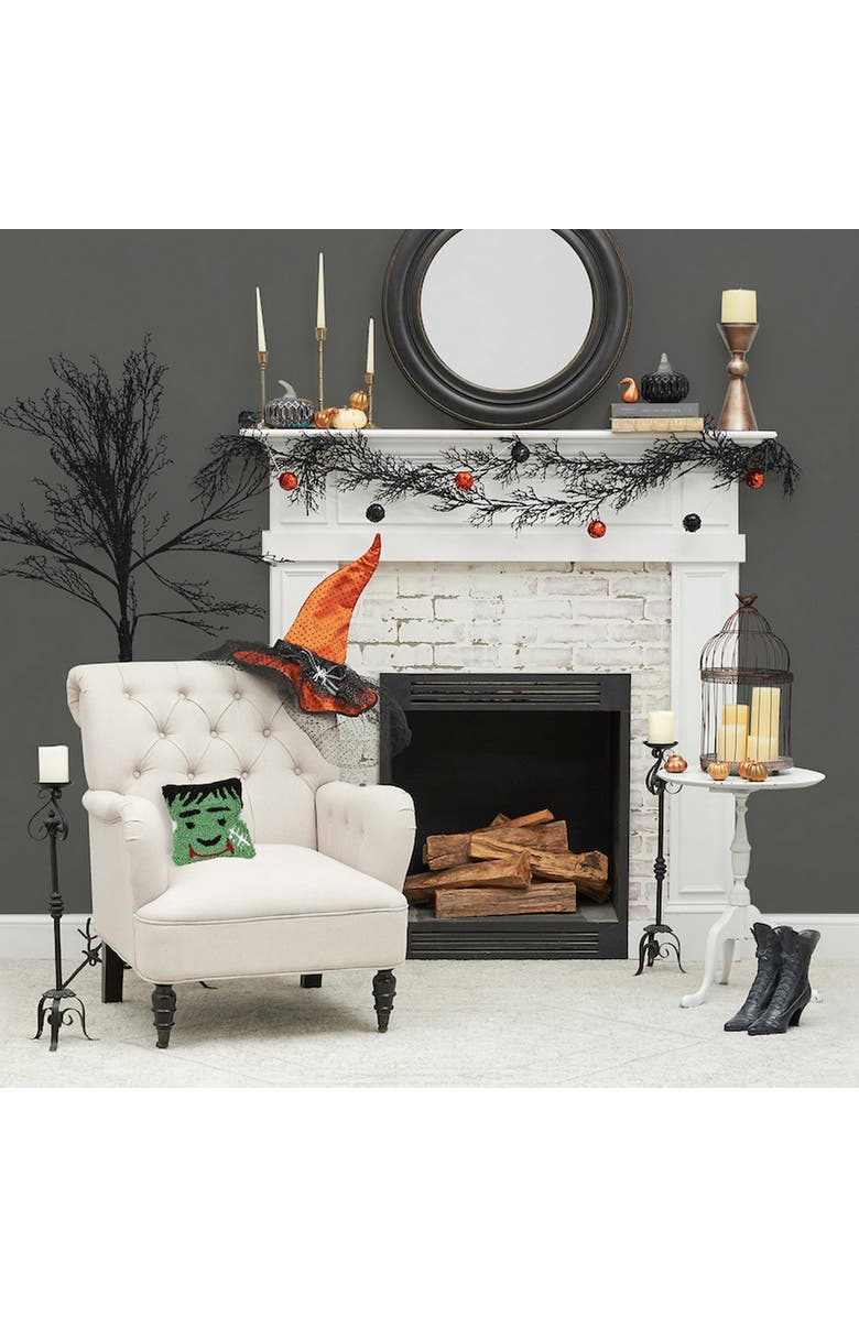 C&F Home Frankenstein Monster Hooked Petite Halloween Accent Pillow 8" x 8", Alternate, color, Green