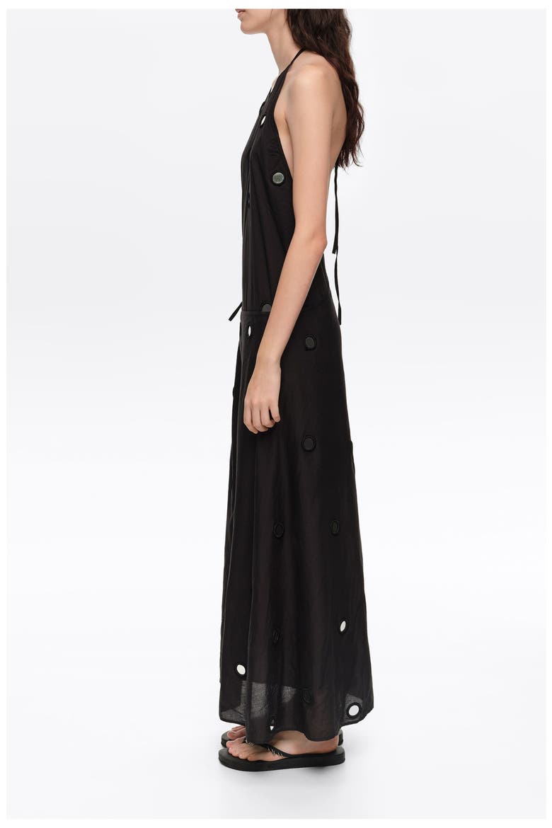 Mirrored Halter-Neck Sarong Dress, Alternate, color, BLACK