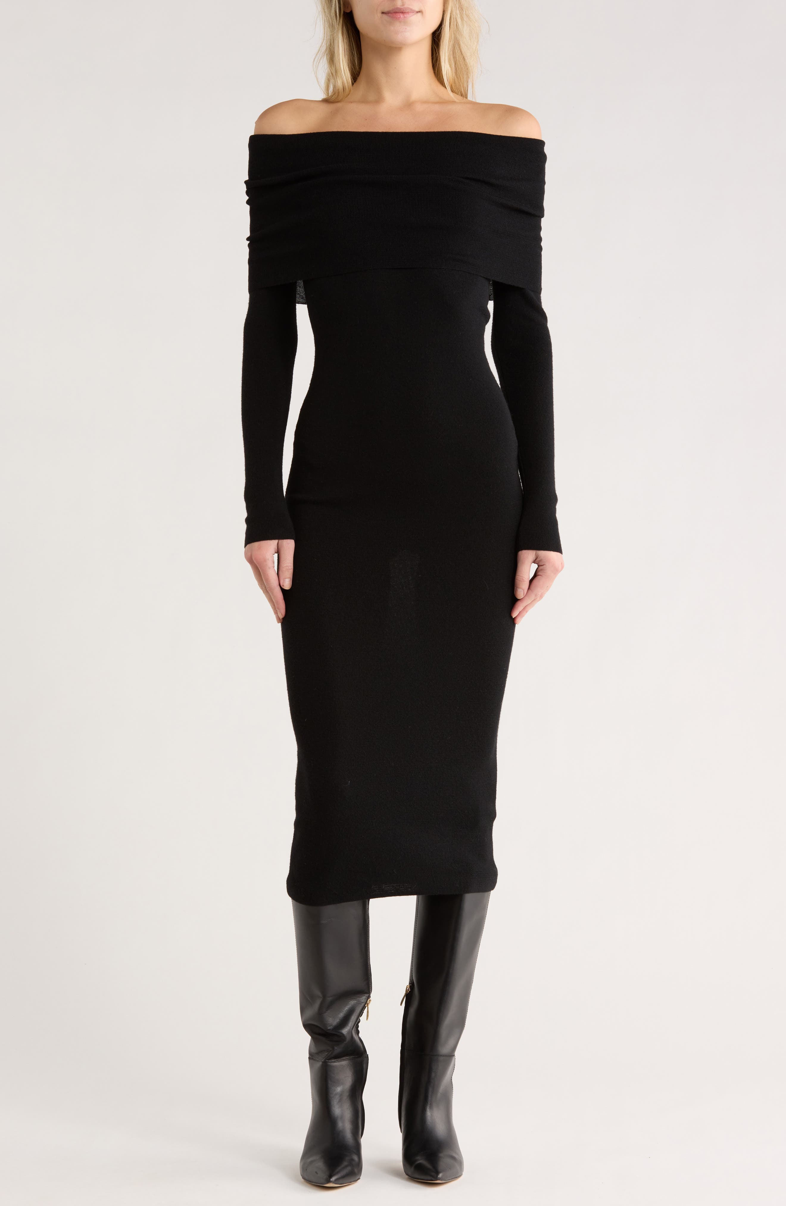 WAYF Off the Shoulder Long Sleeve Sweater Dress