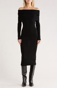 WAYF Off the Shoulder Long Sleeve Sweater Dress