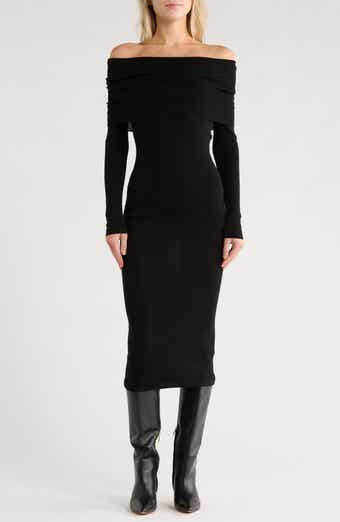 WAYF Off the Shoulder Long Sleeve Sweater Dress
