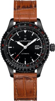 Hamilton Khaki Aviation Converter Leather Strap Watch, 42mm