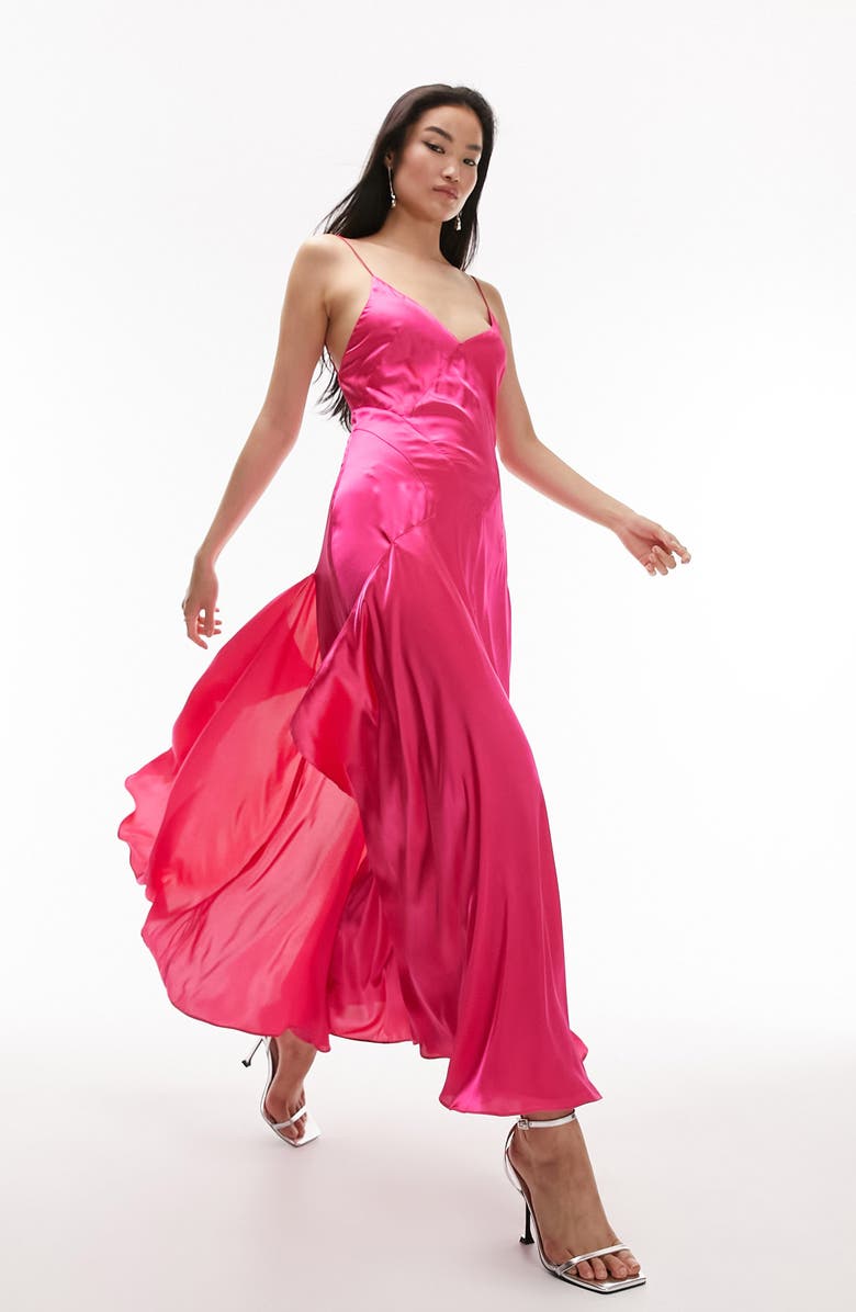 Topshop Satin Slip Dress, Alternate, color, 