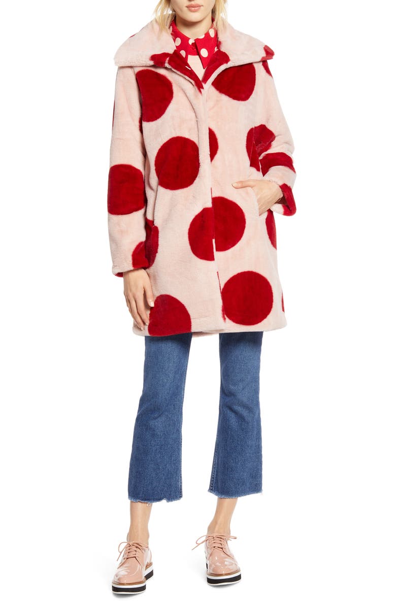Halogen<sup>®</sup> x Atlantic-Pacific Polka Dot Faux Fur Coat, Alternate, color, 