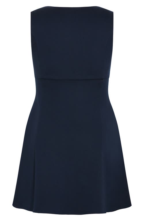 City Chic Bow Cocktail Minidress In Navy