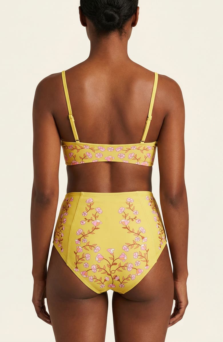 Jessie Zhao New York Yellow Bloom High Waisted Bikini Bottom, Alternate, color, Yellow