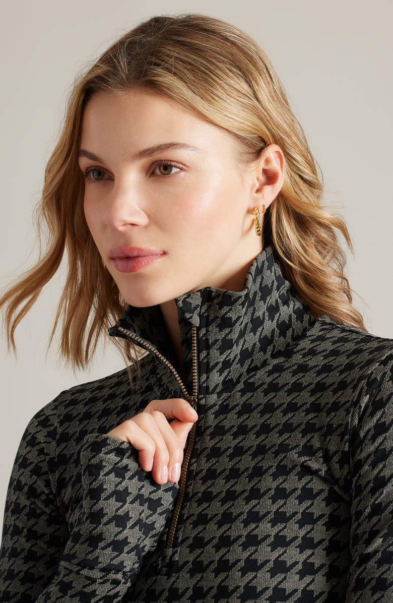 Rhone Houndstooth Seamless Base Layer Quarter Zip, Alternate, color,