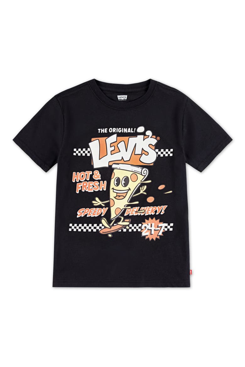 Kids' Speedy Pizza Graphic T-Shirt, Main, color, JET BLACK
