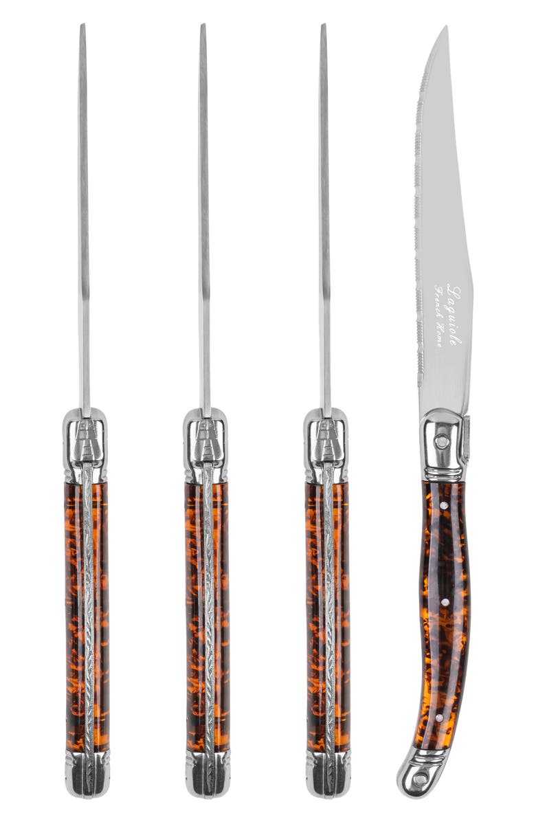 FRENCH HOME Set of 4 Laguiole Connoisseur Steak Knives, Alternate, color, Tortoise Shell