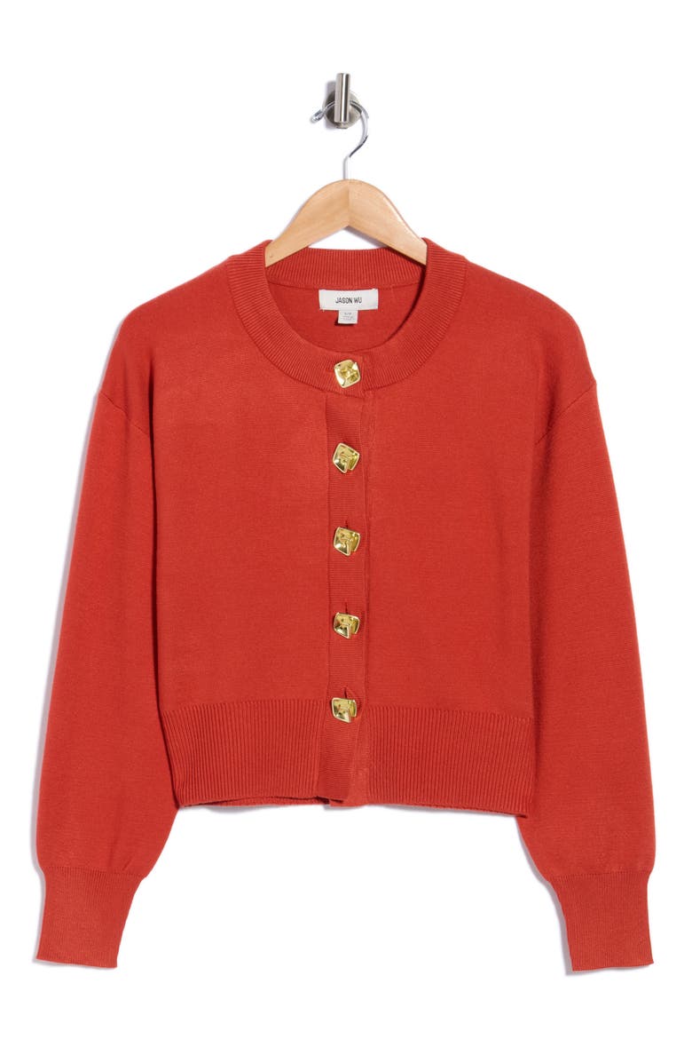 Crewneck Cardigan, Main, color, FIREBALL ORANGE