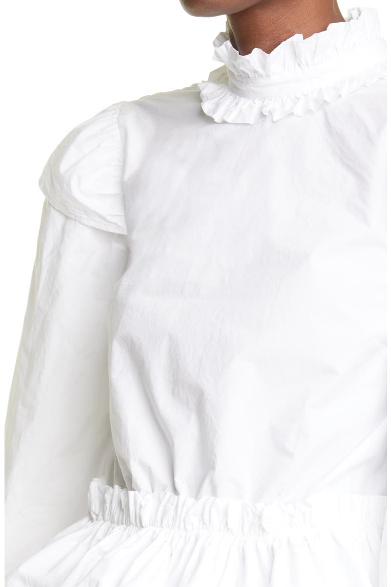 Ruffle Long Sleeve Organic Cotton Blouse, Alternate, color, BRIGHT WHITE