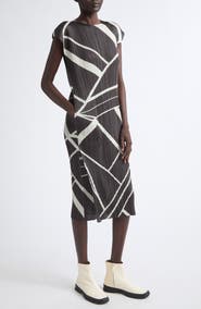 Pleats Please Issey Miyake Fold Line Pleated Midi Dress