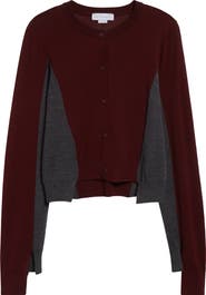 Stella McCartney Spliced Colorblock Virgin Wool Crop Cardigan